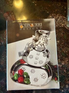 Potpourri Designs Silver Snowman Candy Dish
